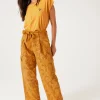 Promod Pantalon en broderie anglaise - Ocre Flash Sale