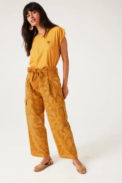 Promod Pantalon en broderie anglaise - Ocre Flash Sale