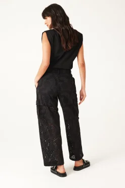 Promod Pantalon en broderie anglaise - Noir Fashion