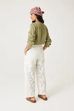 Promod Pantalon en broderie anglaise - Ecru Cheap