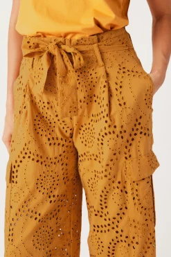 Promod Pantalon en broderie anglaise - Ocre Flash Sale