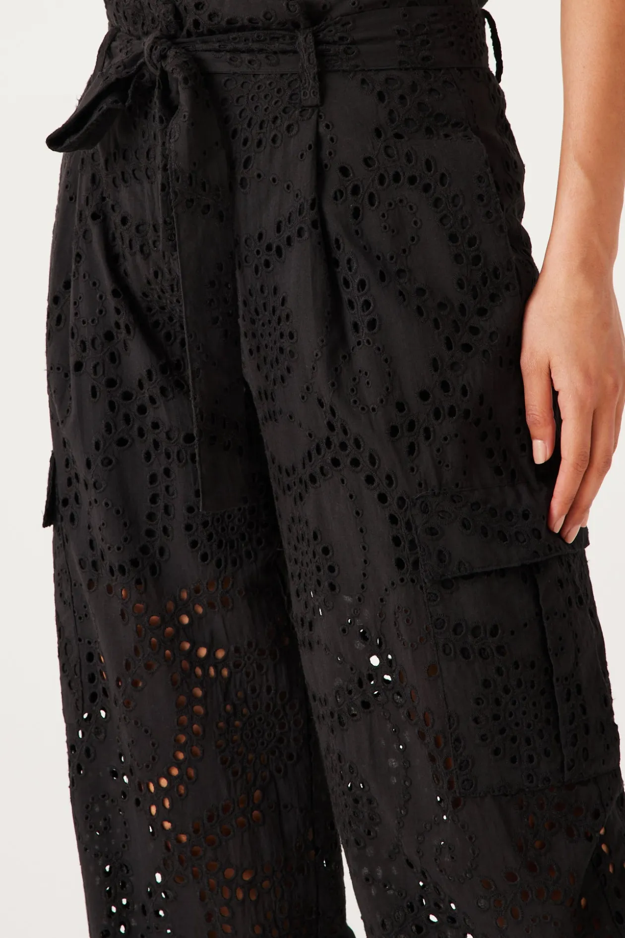 Promod Pantalon en broderie anglaise - Noir Fashion