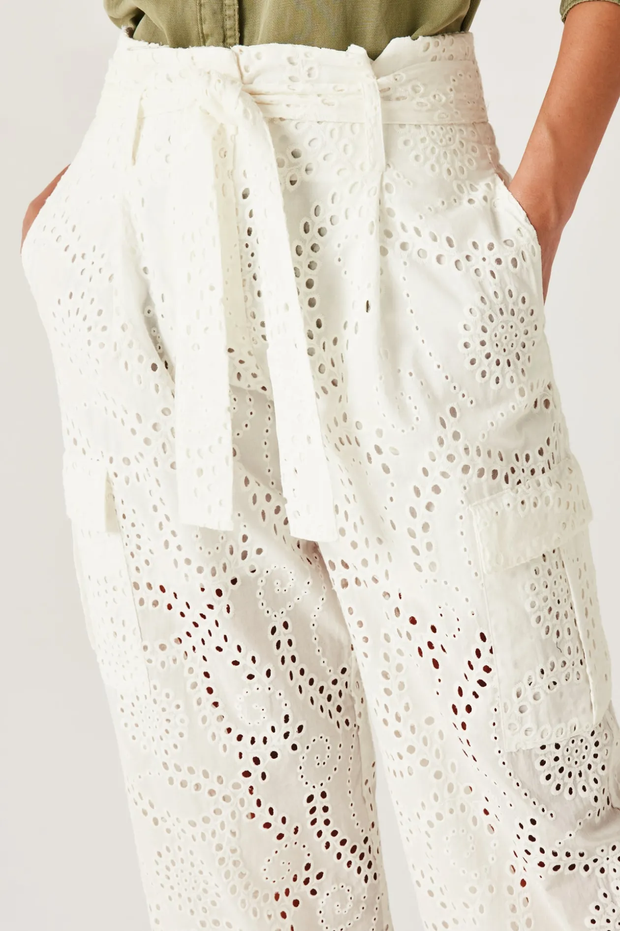 Promod Pantalon en broderie anglaise - Ecru Cheap