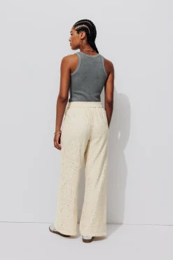 Promod Pantalon en dentelle Femme - Ecru Outlet