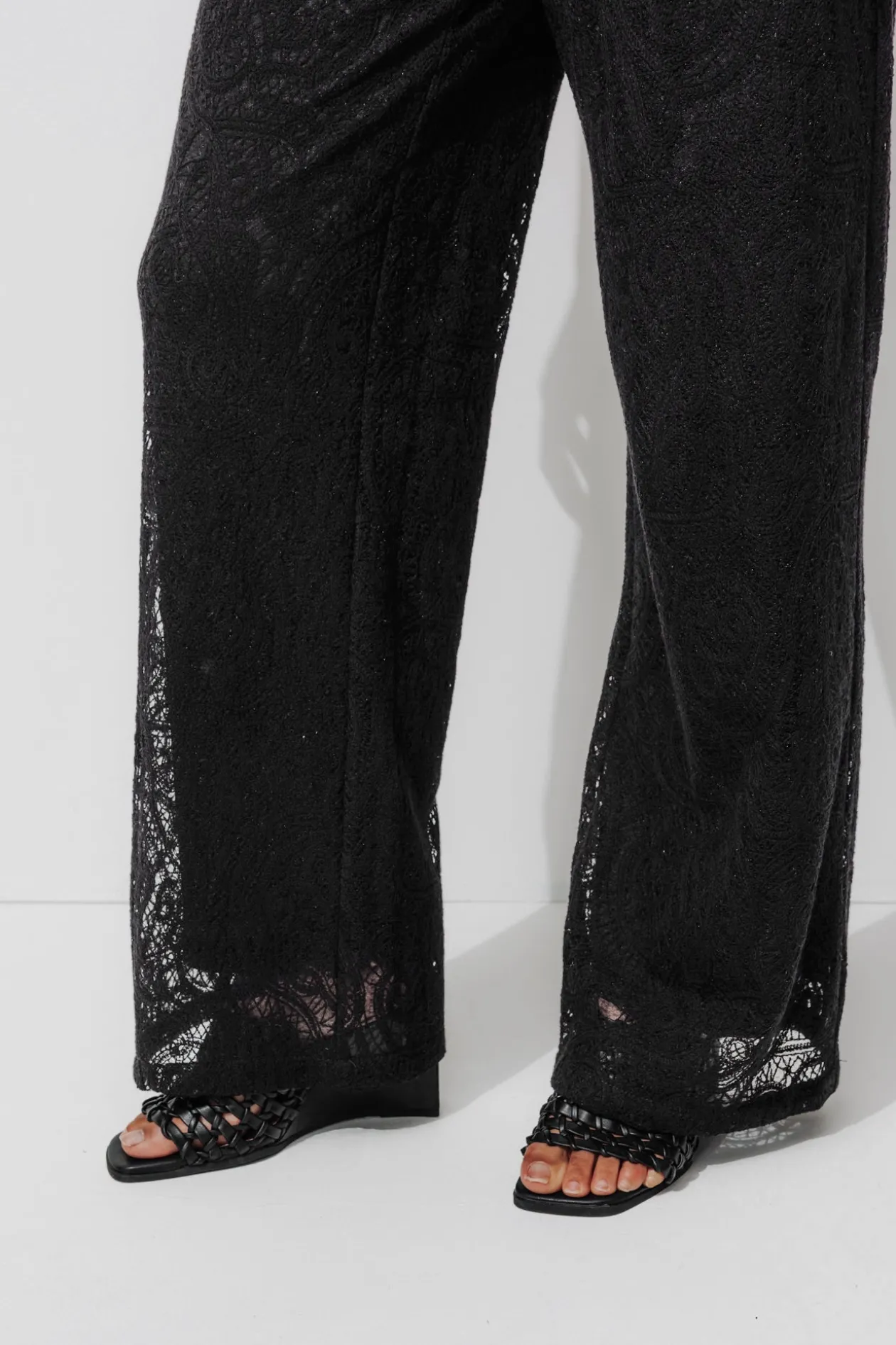Promod Pantalon en dentelle Femme - Noir Discount