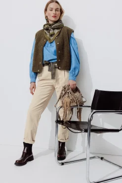 Promod Pantalon en velours côtelé - Beige Outlet