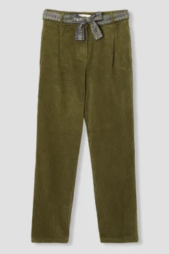Promod Pantalon en velours côtelé - Vert olive Vertolive New