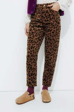 Promod Pantalon en velours léopard - Imprimé caramel Imprimécaramel Online