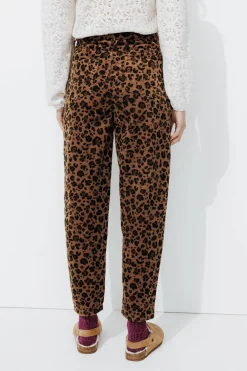 Promod Pantalon en velours léopard - Imprimé caramel Imprimécaramel Online