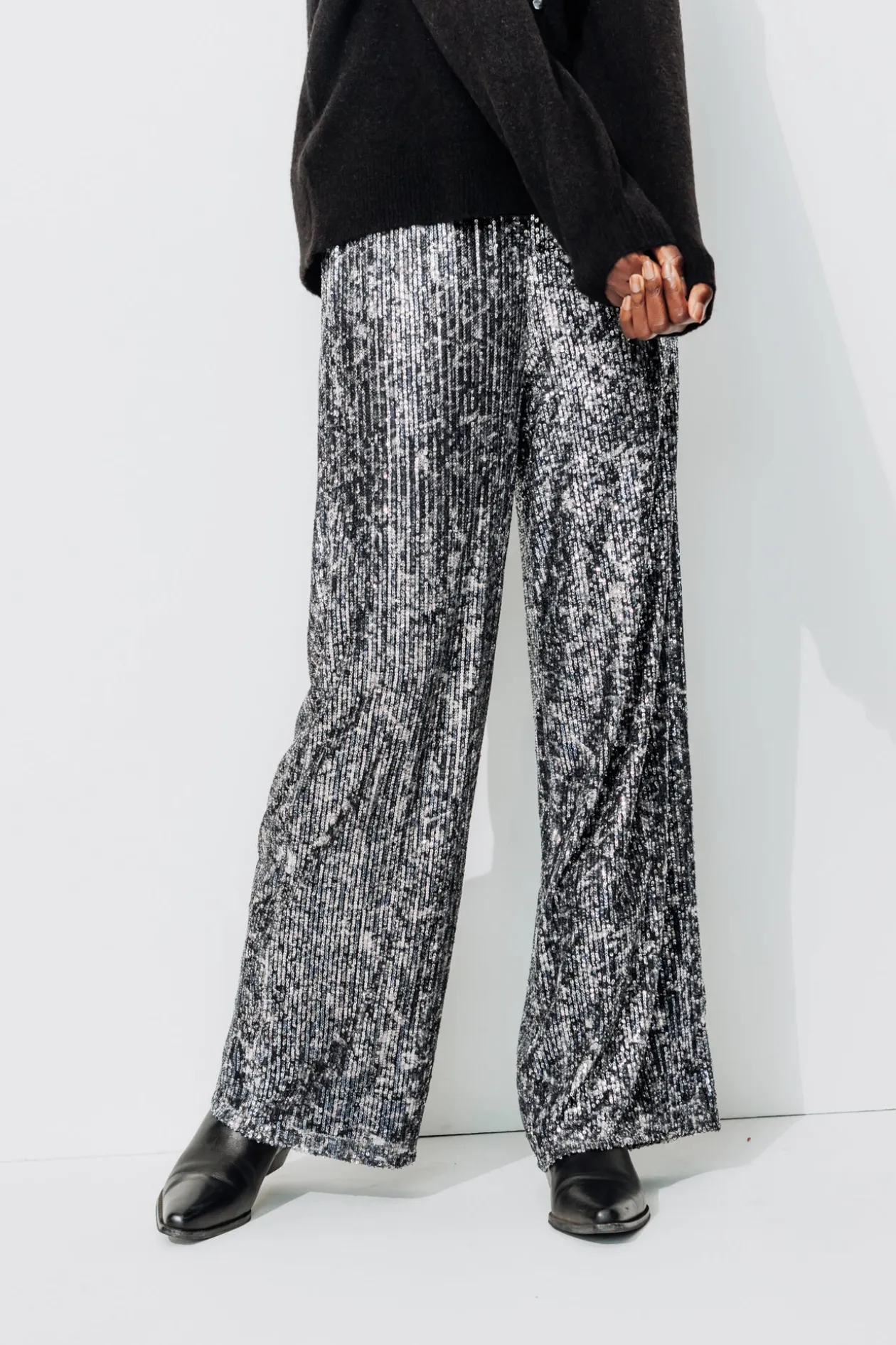 Promod Pantalon large à paillettes - Imprimé multicolore Imprimémulticolore Cheap