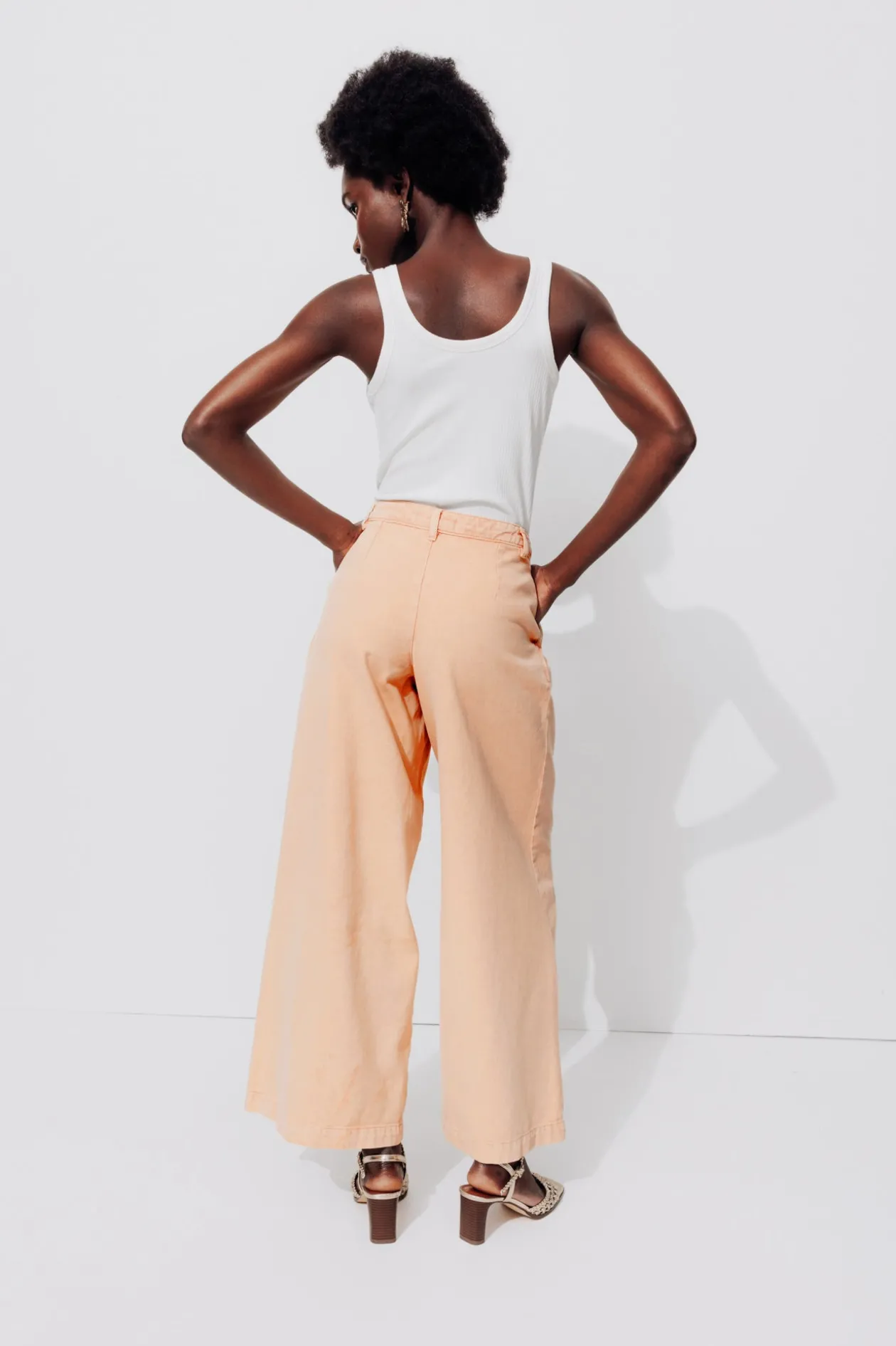 Promod Pantalon large à pinces Femme - Orange fluo Orangefluo Fashion