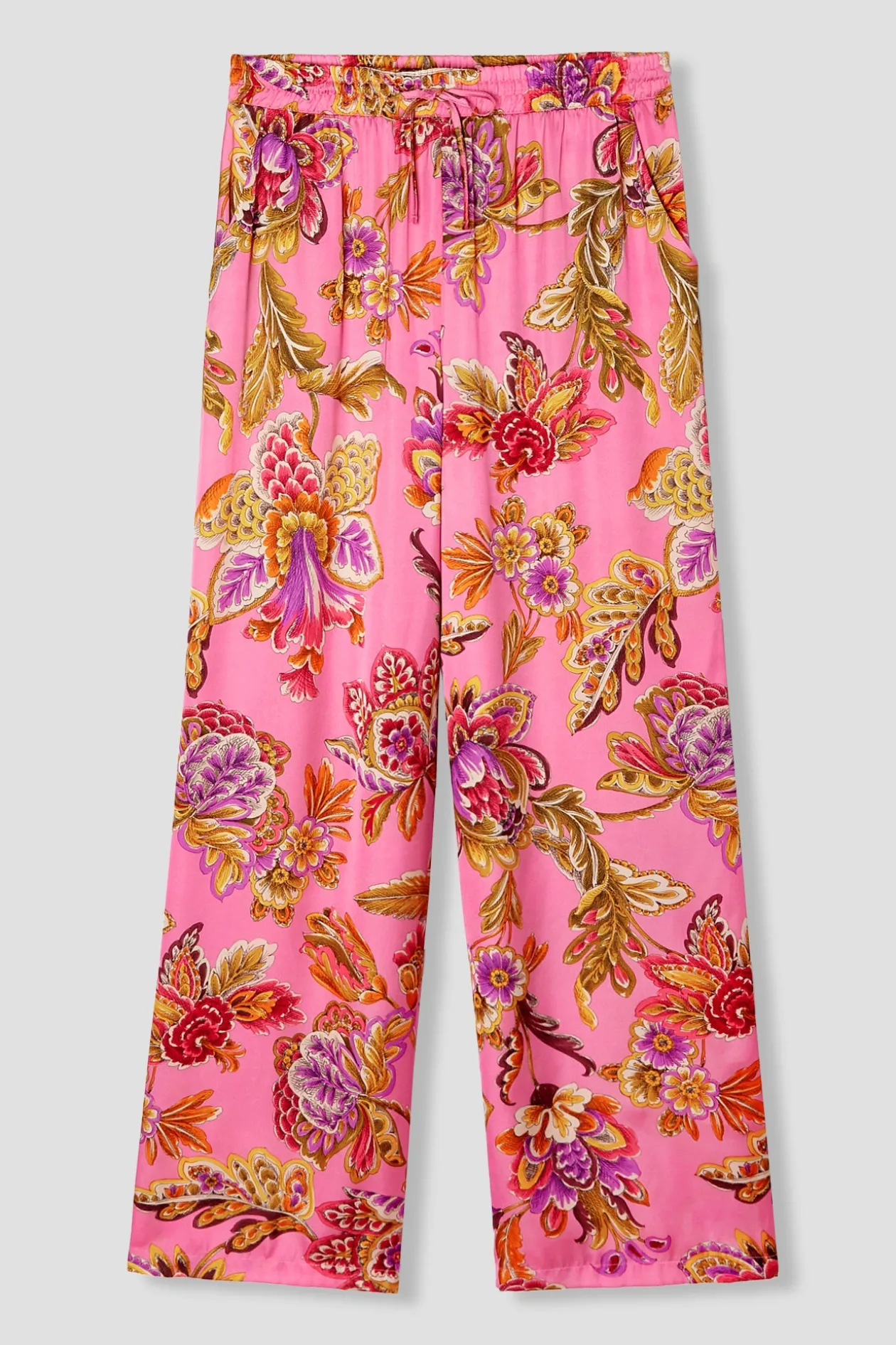 Promod Pantalon large en satin Femme - Imprimé rose Imprimérose Online