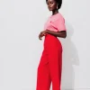 Promod Pantalon large et 7/8è - Rouge Cheap