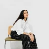 Promod Pantalon large et fluide Femme - Imprimé noir Impriménoir Shop