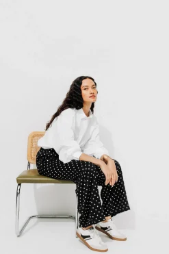 Promod Pantalon large et fluide Femme - Imprimé noir Impriménoir Shop