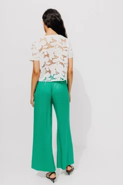 Promod Pantalon large et fluide Femme - Vert Flash Sale
