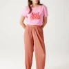 Promod Pantalon large et plissé Femme - Rose Fashion