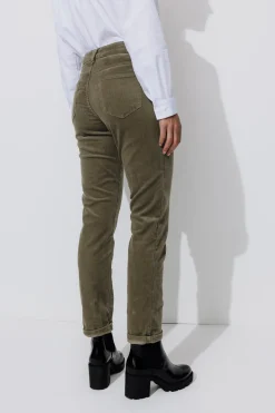 Promod Pantalon LUCIEN en velours - Kaki Outlet