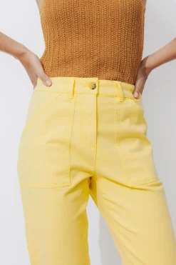 Promod Pantalon skinny en coton Femme - Jaune New