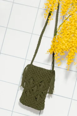 Promod Pochette en macramé Femme - Kaki Sale