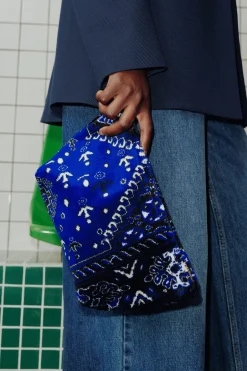 Promod Pochette en velours LALLA - Bleu Best Sale