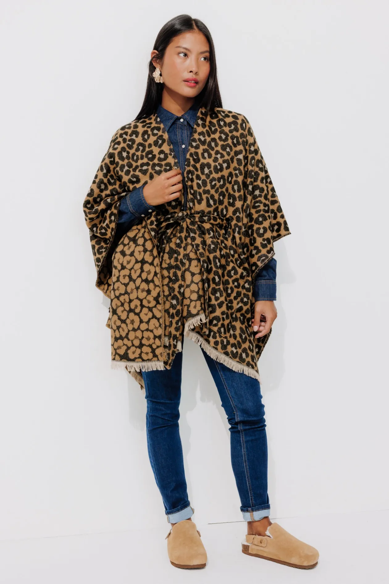 Promod Poncho oversize léopard Femme - Imprimé camel Imprimécamel Clearance