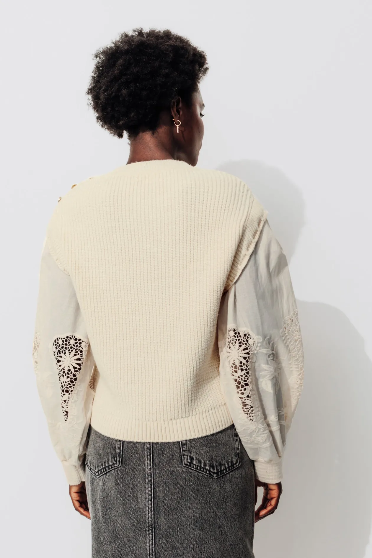 Promod Pull à effet superposé Femme - Ecru Store