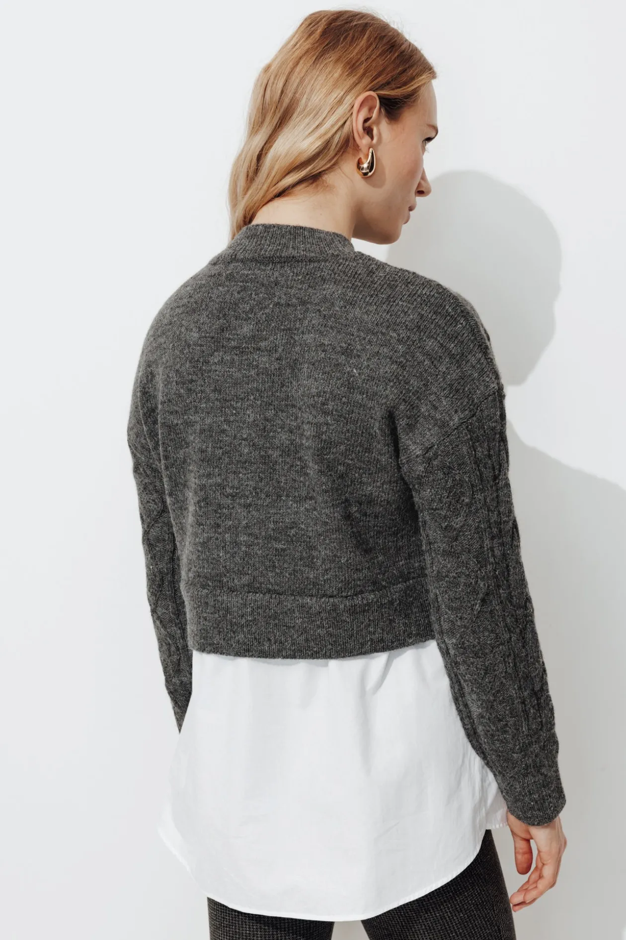Promod Pull à effet superposé Femme - Gris clair Grisclair Discount
