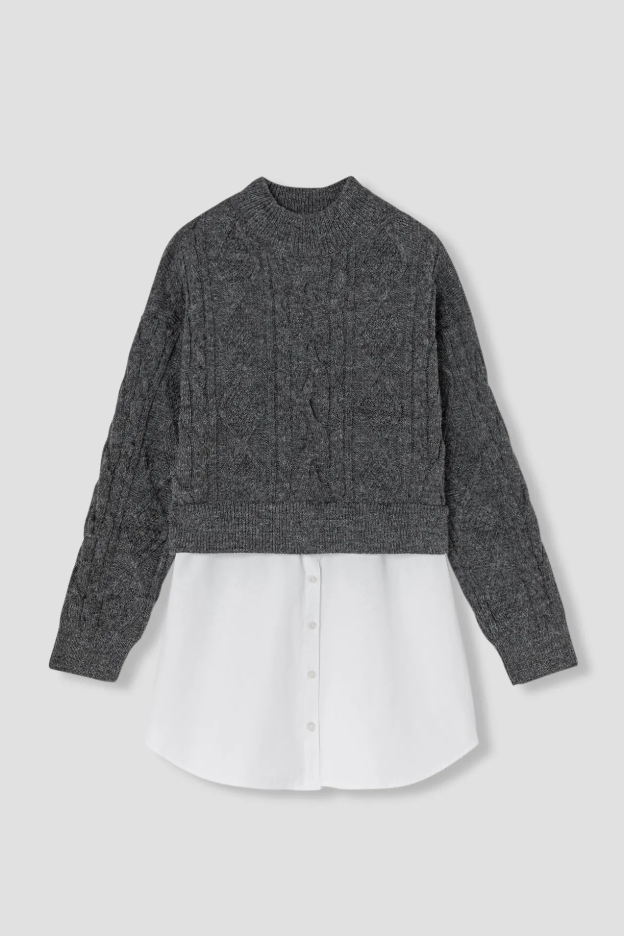 Promod Pull à effet superposé Femme - Gris clair Grisclair Discount