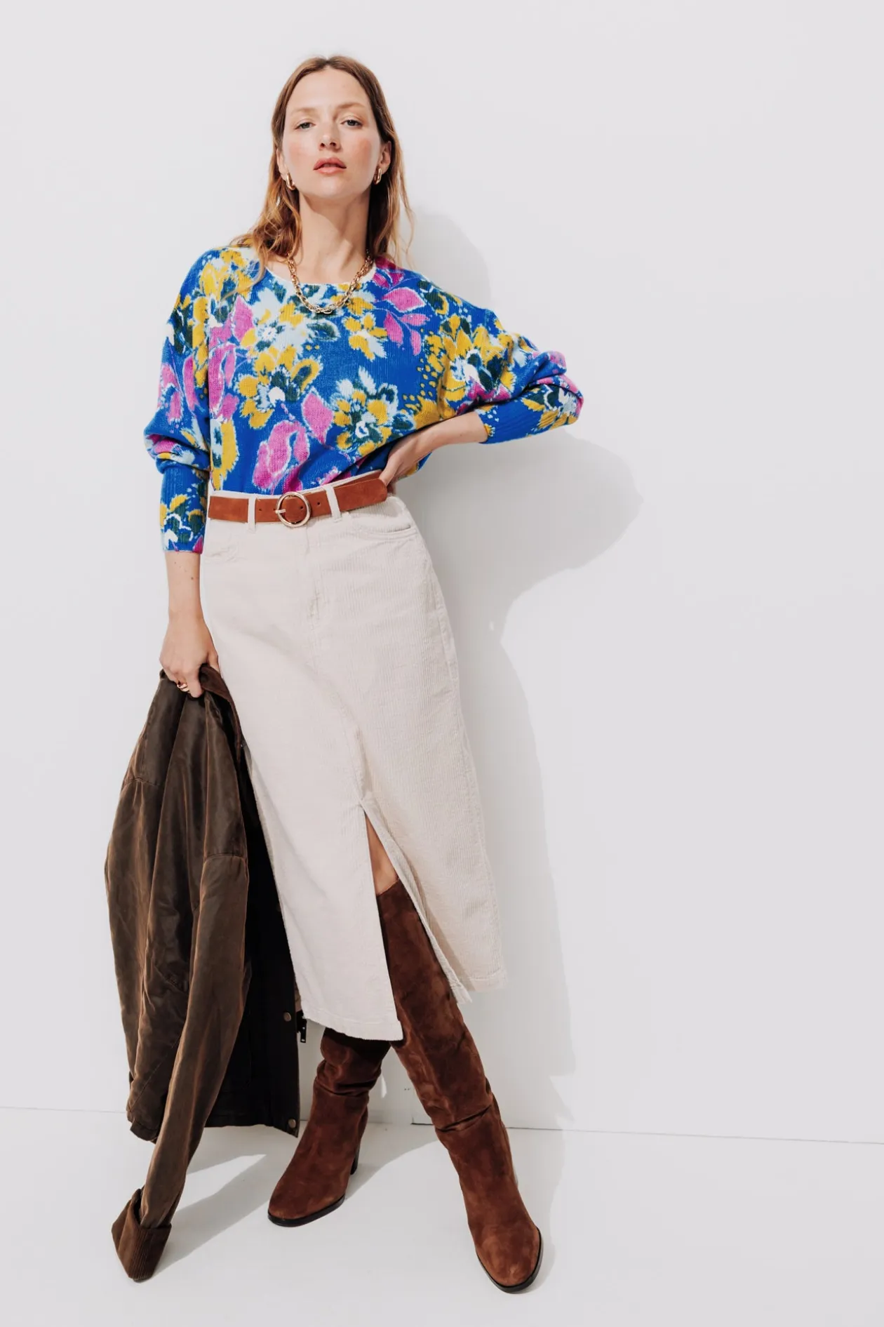 Promod Pull à fleurs Femme - Imprimé bleu Imprimébleu Outlet