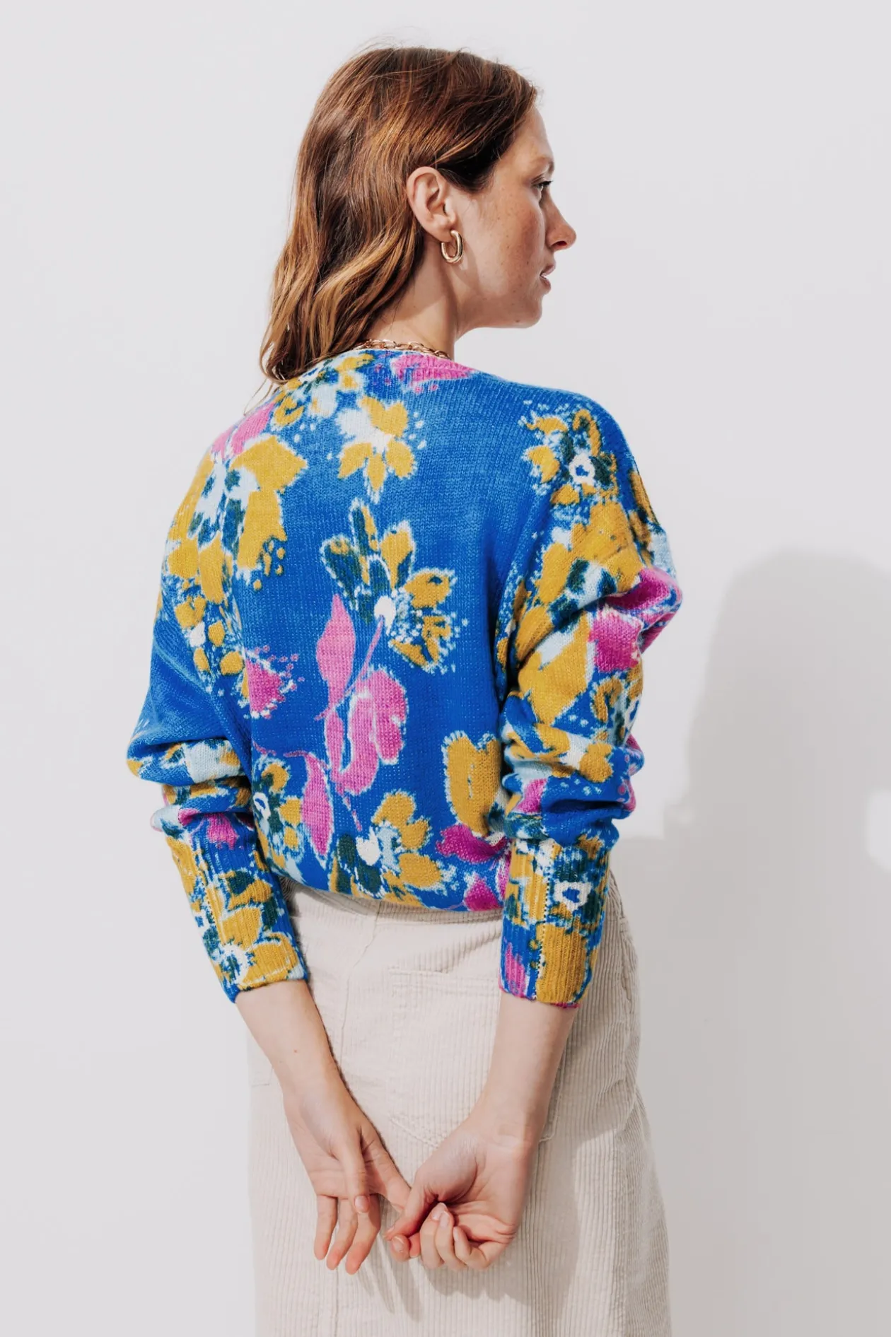 Promod Pull à fleurs Femme - Imprimé bleu Imprimébleu Outlet