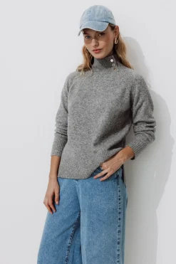 Promod Pull col montant Femme - Gris clair Grisclair Outlet