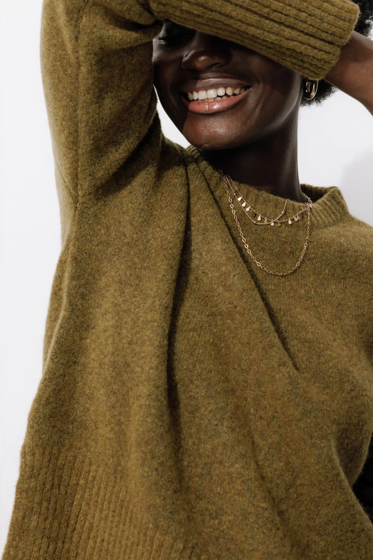 Promod Pull col rond Femme - Vert olive Vertolive Sale
