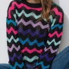 Promod Pull court rayé Femme - Rayures multicolores Rayuresmulticolores Discount