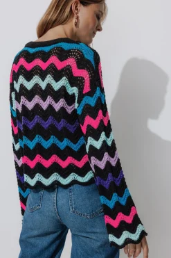 Promod Pull court rayé Femme - Rayures multicolores Rayuresmulticolores Discount