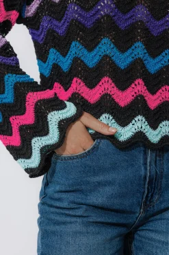Promod Pull court rayé Femme - Rayures multicolores Rayuresmulticolores Discount