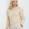 Promod Pull court torsadé Femme - Ecru Flash Sale