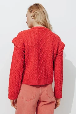 Promod Pull court torsadé Femme - Rouge Cheap