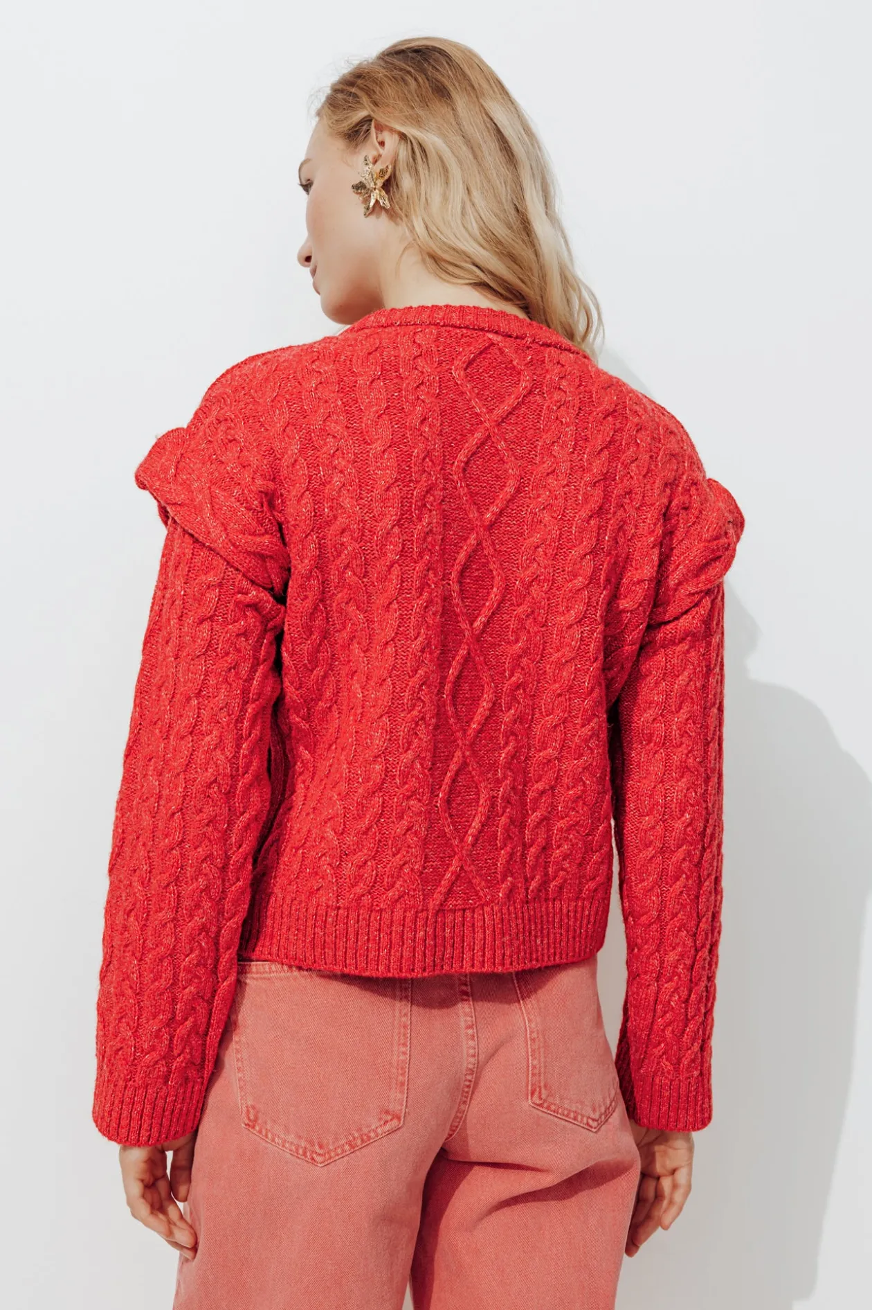 Promod Pull court torsadé Femme - Rouge Cheap