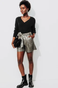 Promod Pull côtelé col V Femme - Noir Shop