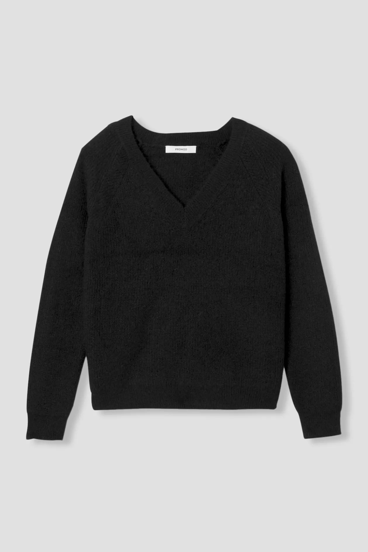 Promod Pull côtelé col V Femme - Noir Shop