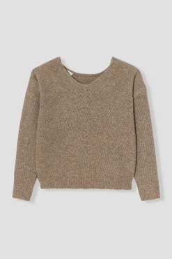 Promod Pull côtelé col V Femme - Sable Shop