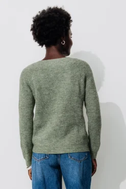 Promod Pull côtelé col V Femme - Vert de gris Vertdegris Hot