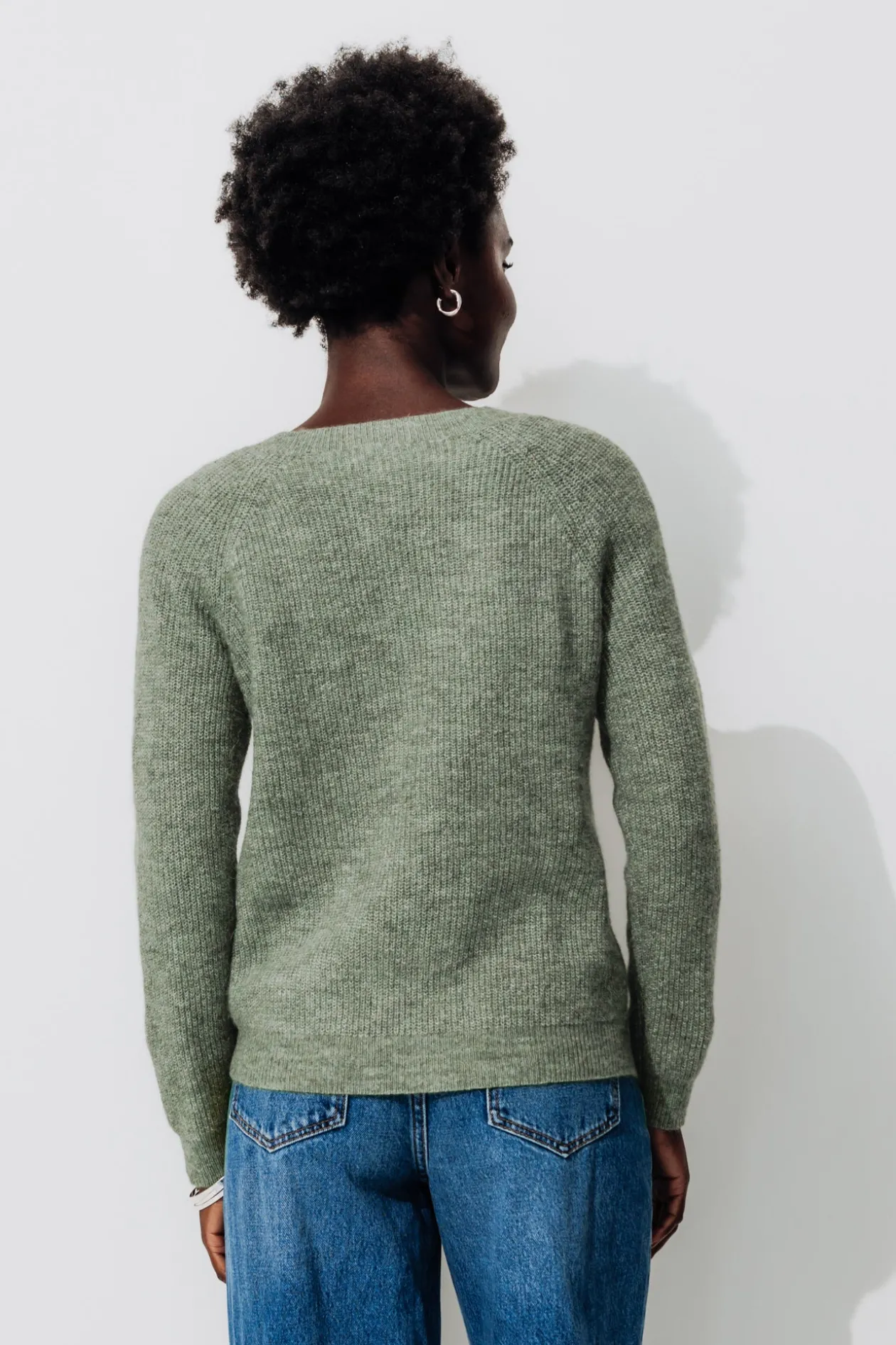 Promod Pull côtelé col V Femme - Vert de gris Vertdegris Hot