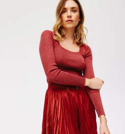 Promod Pull côtelé irisé Femme - Bordeaux Sale