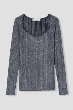 Promod Pull côtelé pailleté Femme - Bleu foncé Bleufoncé Best Sale