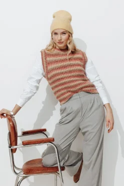 Promod Pull côtelé sans manches Femme - Imprimé rouge Imprimérouge Fashion