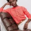 Promod Pull en maille ajourée Femme - Corail clair Corailclair Fashion