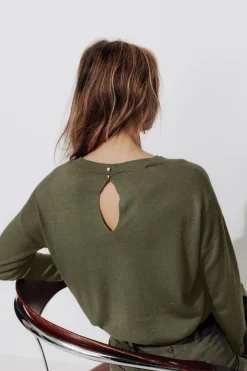 Promod Pull fin oversize irisé - Kaki Hot