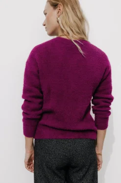 Promod Pull fluffy col rond Femme - Violet Store